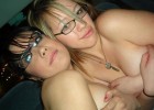 Two funny chicks having fun posing topless