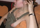 Shy teen lets her boobs slip away